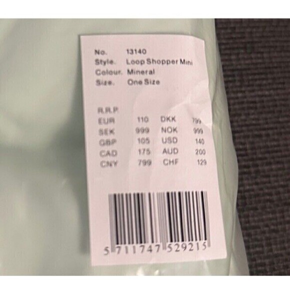 NWT RAINS unisex Loop Mini Shopper Bag Tote - Color Mineral-Mint - Picture 5 of 5